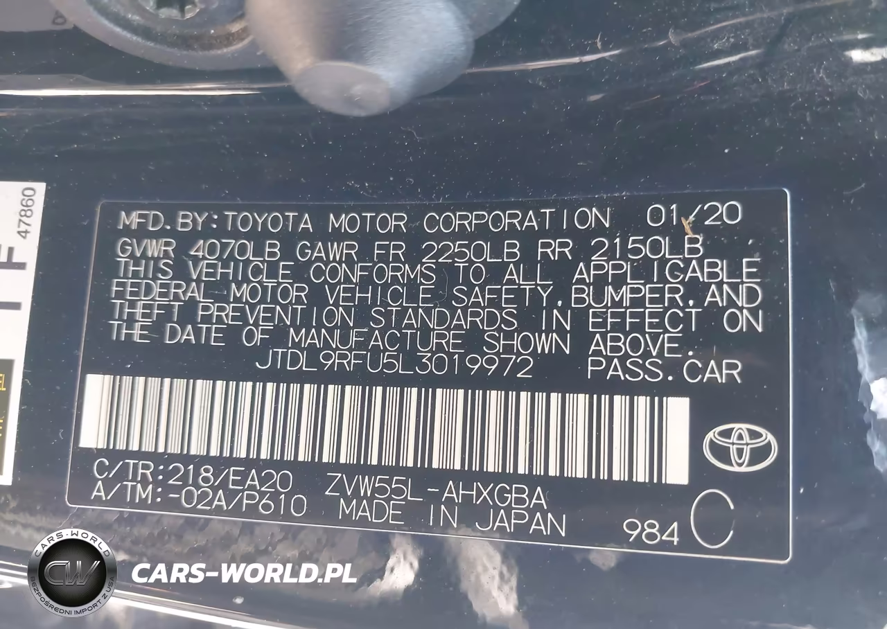 2020 Toyota Prius Xle Awd-E VIN:JTDL9RFU5L3019972 - 9