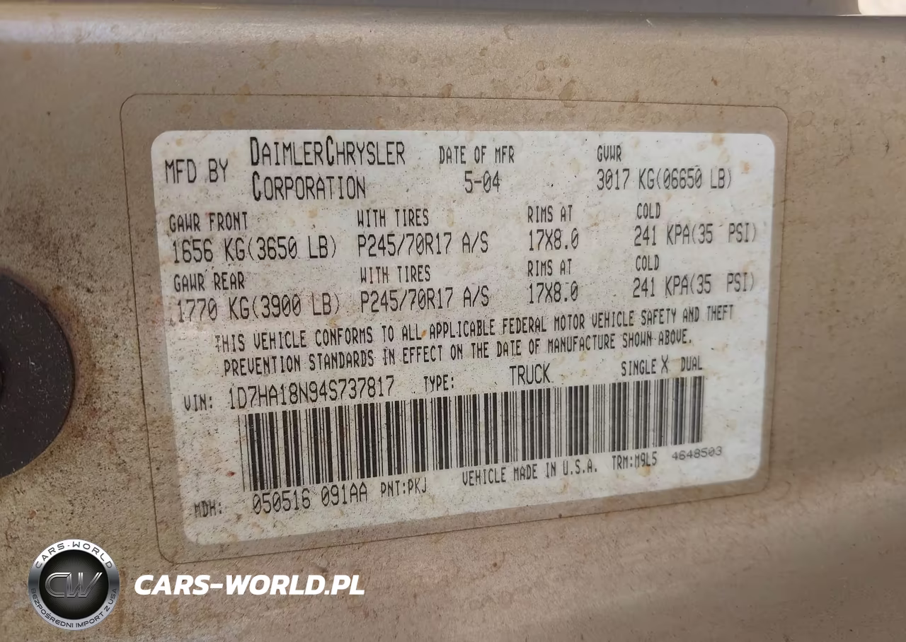2004 Dodge Ram 1500 Slt-Laramie VIN:1D7HA18N94S737817 - 9