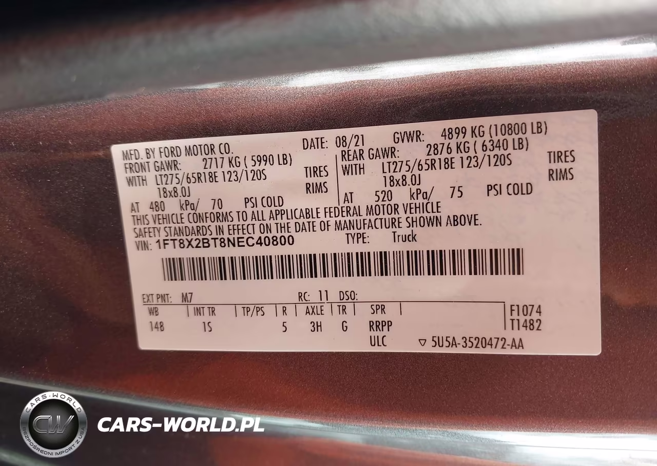2022 Ford F-250 Xl VIN:1FT8X2BT8NEC40800 - 8