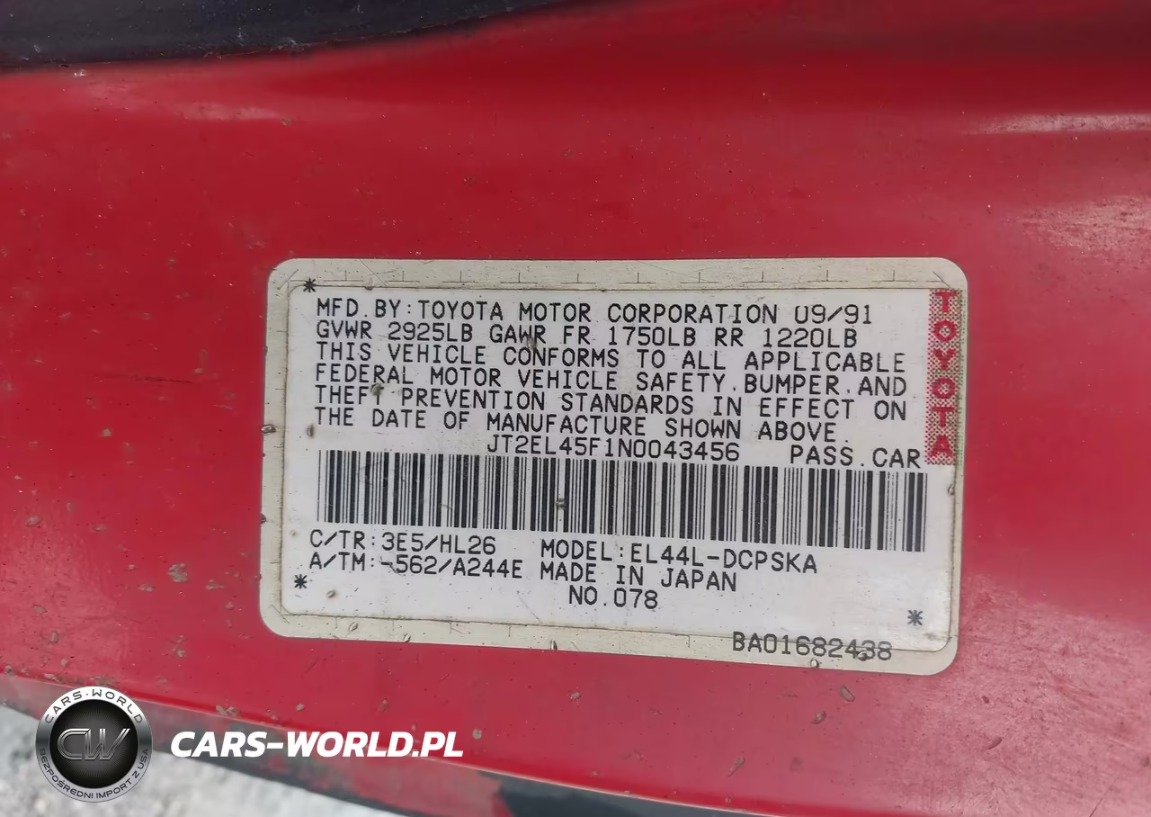 1992 Toyota Paseo VIN:JT2EL45F1N0043456 - 9
