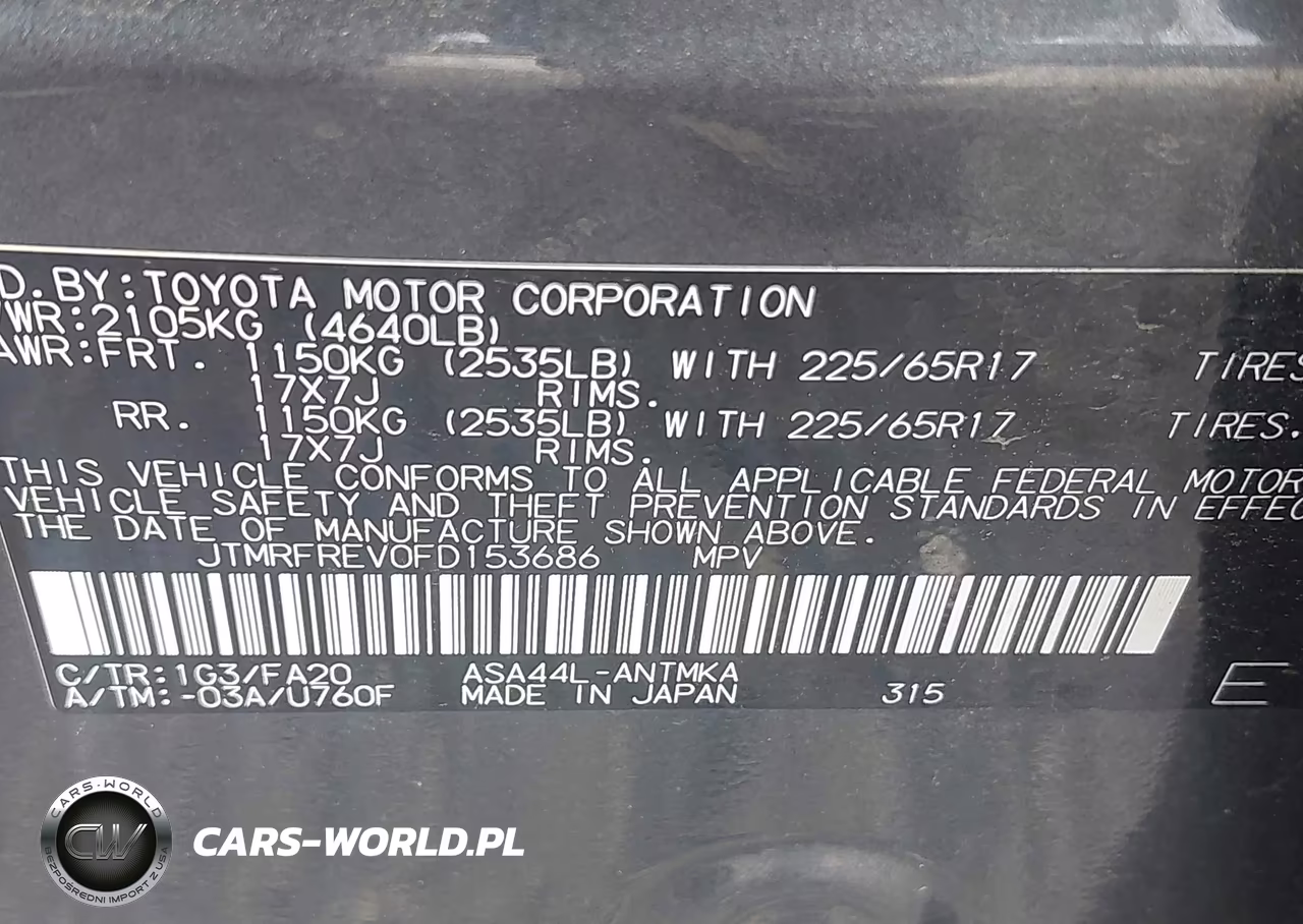 2015 Toyota Rav4 Xle VIN:JTMRFREV0FD153686 - 9