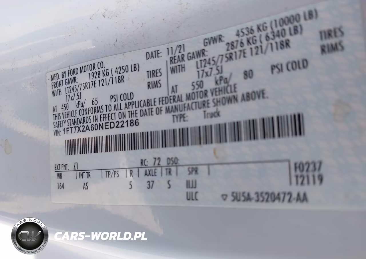 2022 Ford F-250 Xl VIN:1FT7X2A60NED22186 - 9