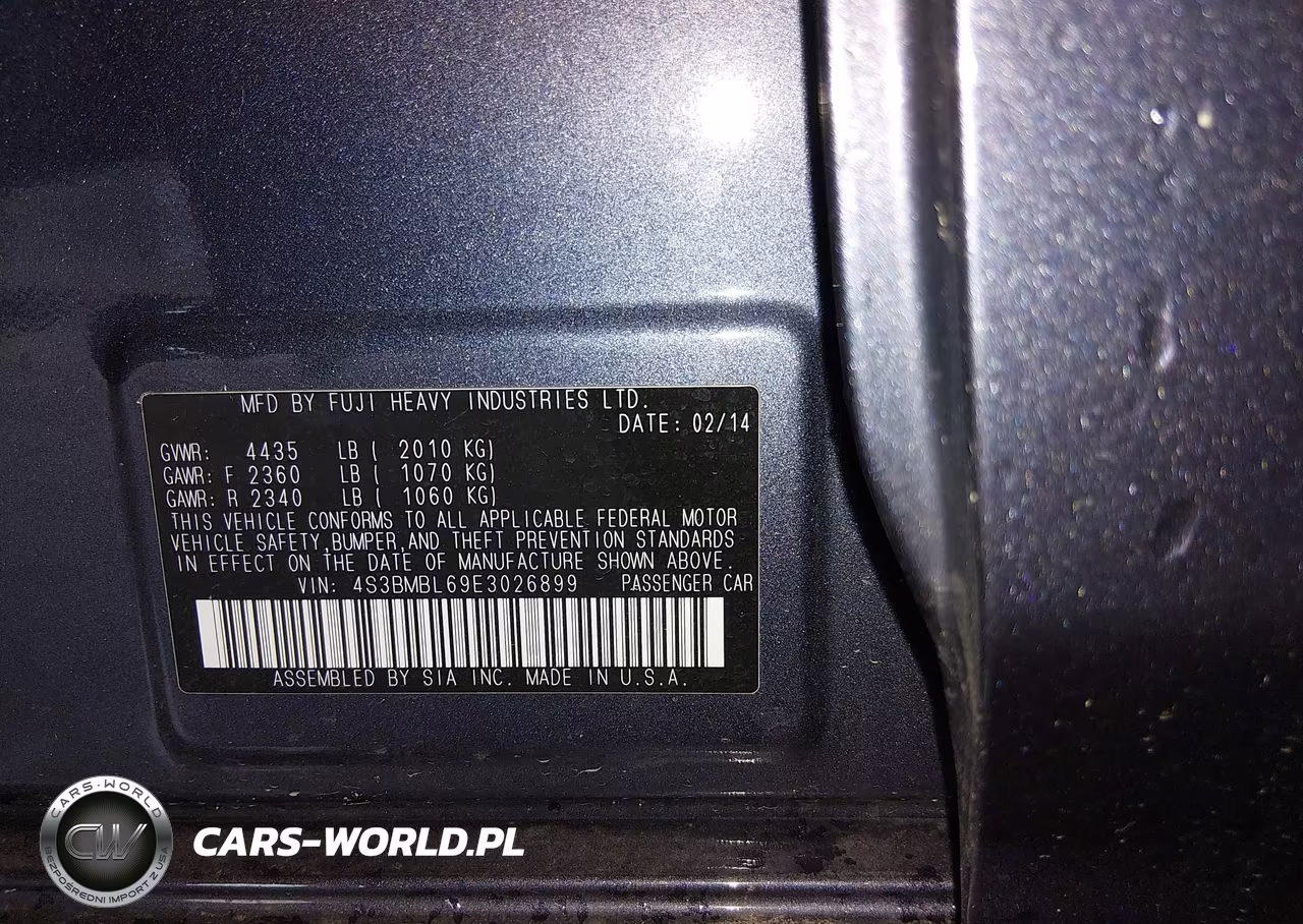 2014 Subaru Legacy 2.5I Limited VIN:4S3BMBL69E3026899 - 9