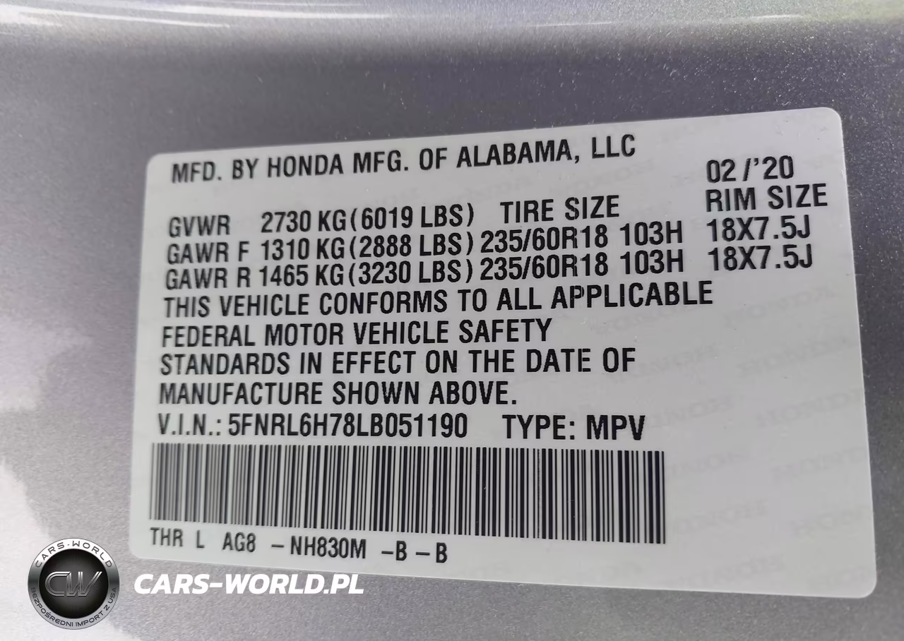 2020 Honda Odyssey Ex-L-Ex-L W-Navi Res VIN:5FNRL6H78LB051190 - 9