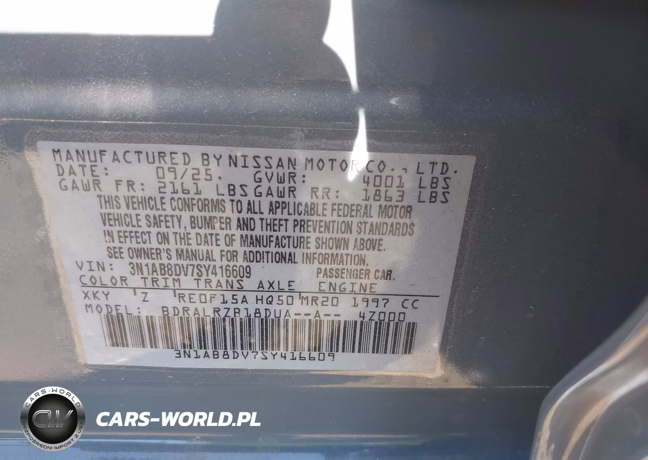 2025 Nissan Sentra Sr VIN:3N1AB8DV7SY416609 - 9