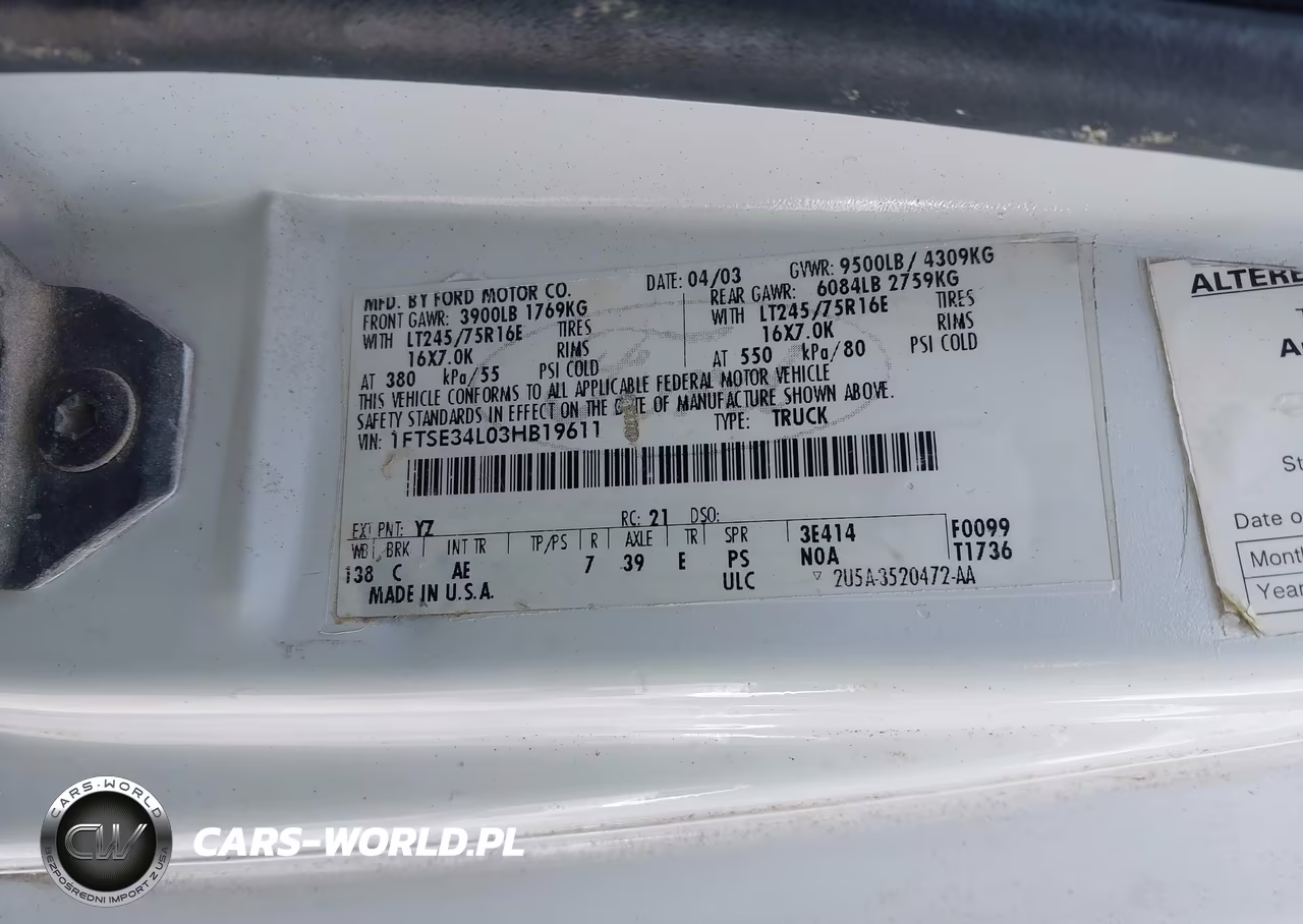 2003 Ford E-350 Super Duty Commercial-Recreational VIN:1FTSE34L03HB19611 - 9