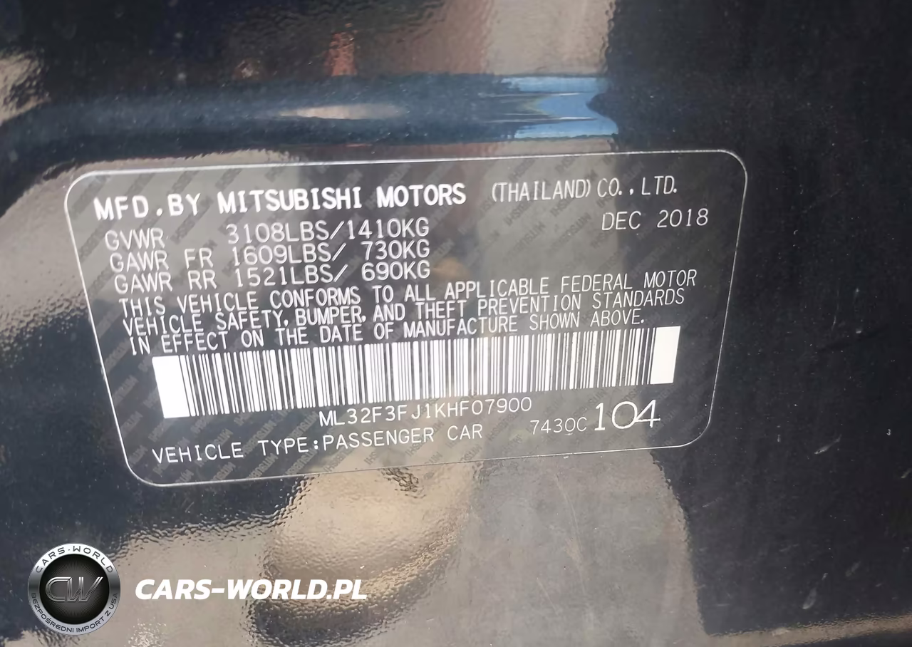 2019 Mitsubishi Mirage G4 Es-Rf VIN:ML32F3FJ1KHF07900 - 9