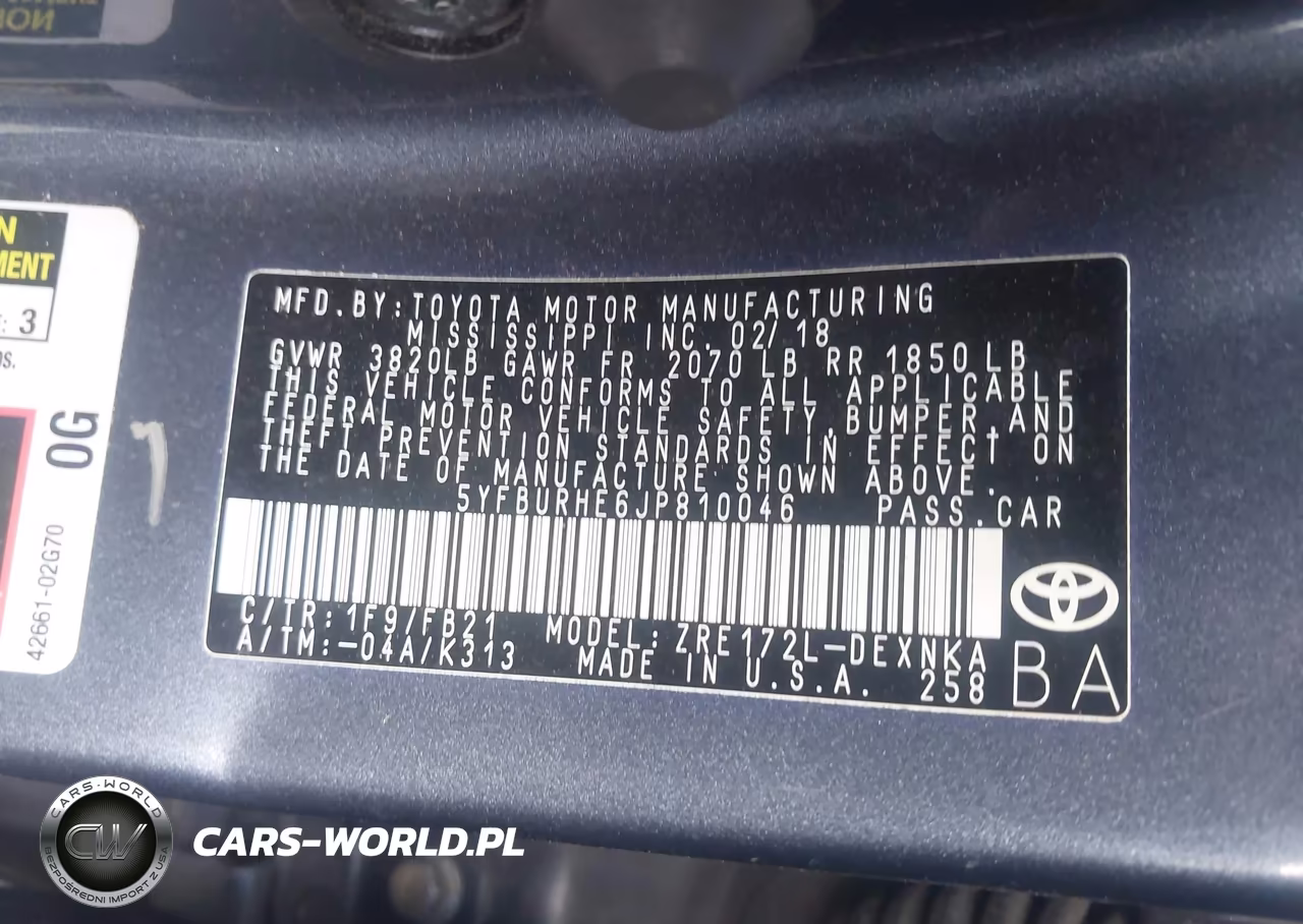 2018 Toyota Corolla Le VIN:5YFBURHE6JP810046 - 9
