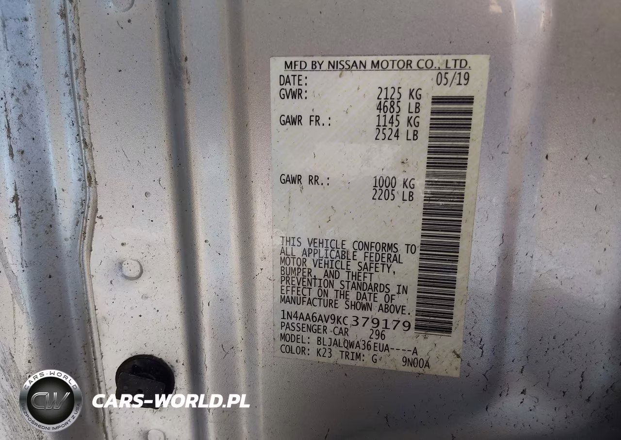 2019 Nissan Maxima 3.5 S VIN:1N4AA6AV9KC379179 - 9