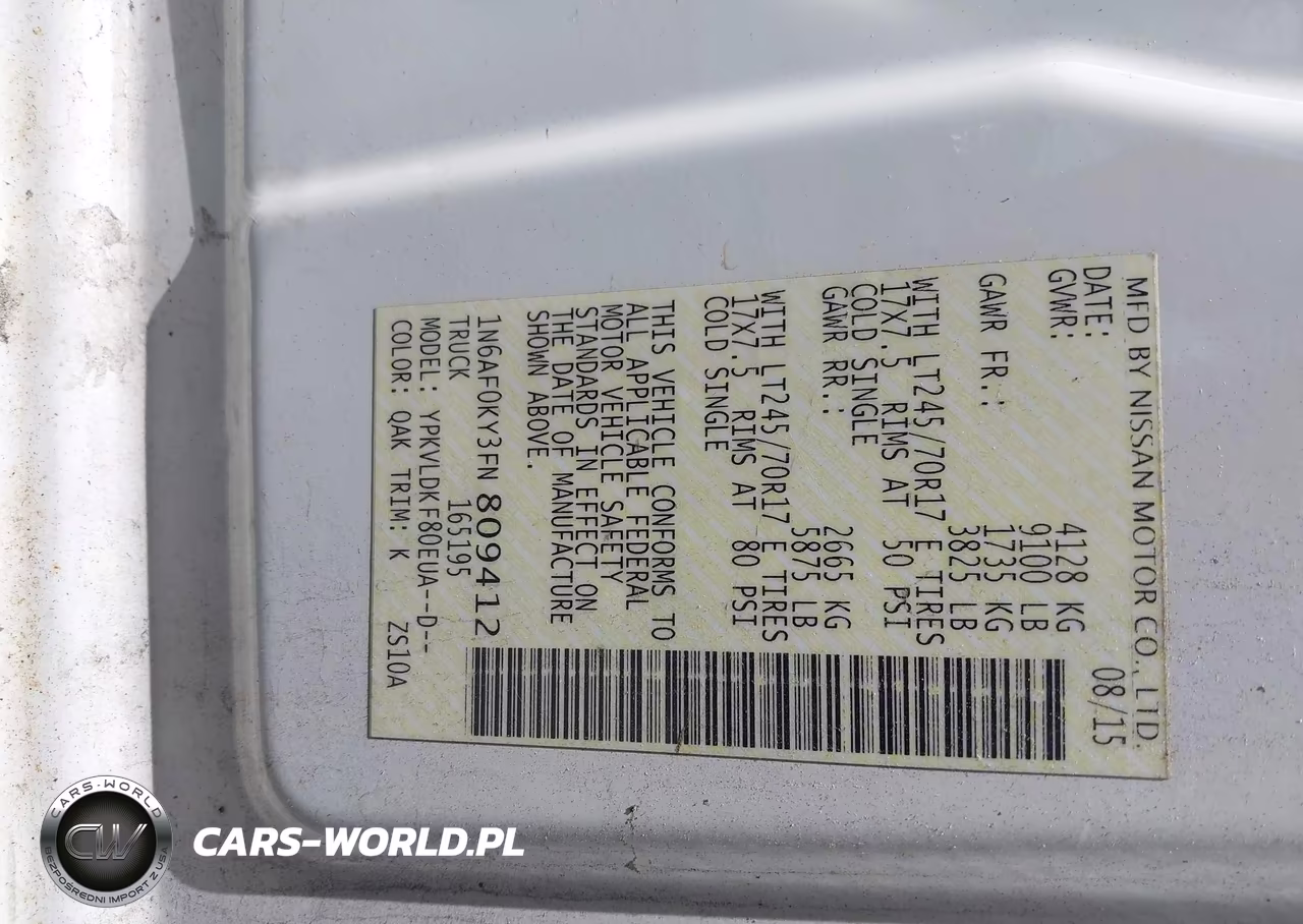 2015 Nissan Nv Cargo Nv2500 Hd S V8 VIN:1N6AF0KY3FN809412 - 9