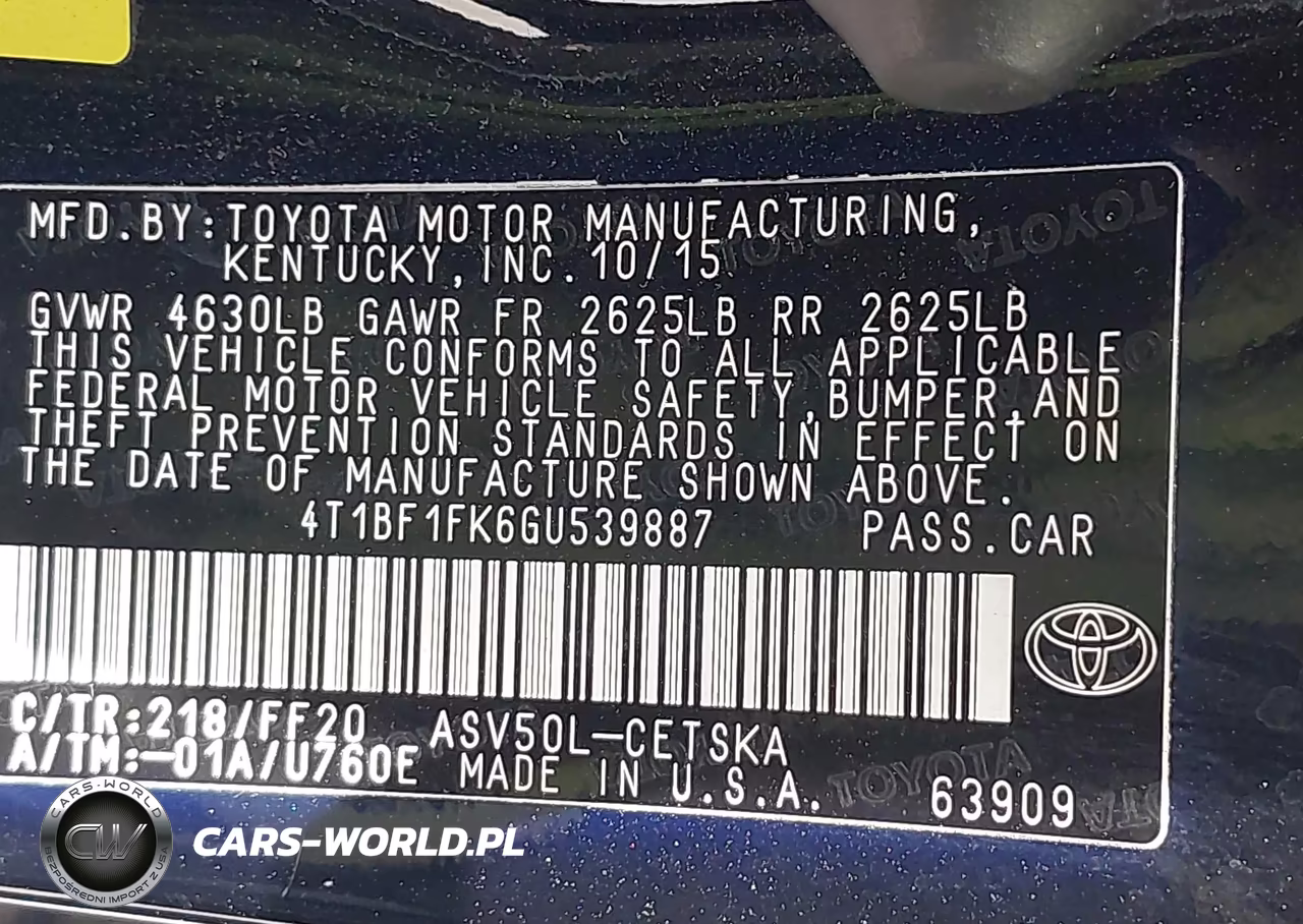 2016 Toyota Camry Se VIN:4T1BF1FK6GU539887 - 9