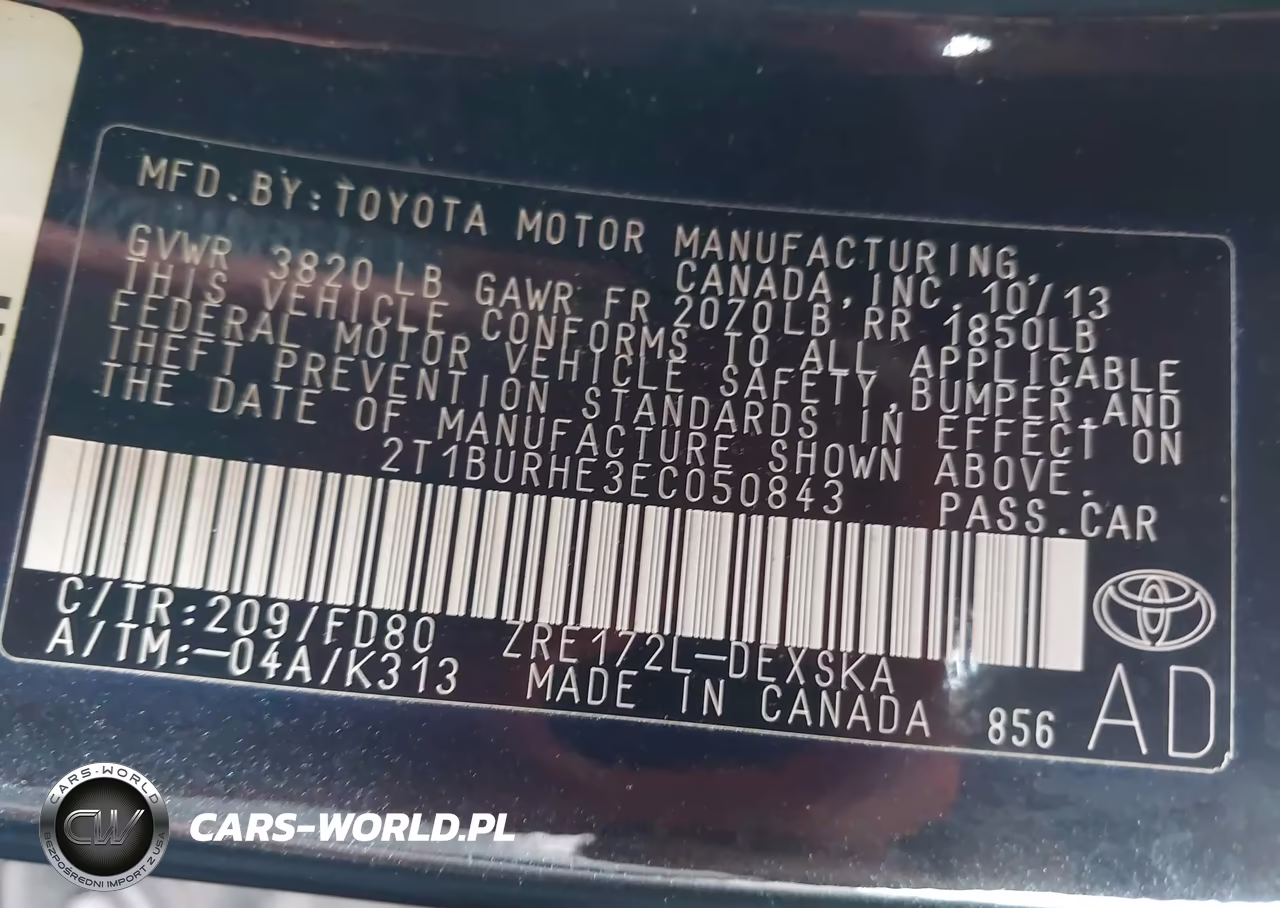 2014 Toyota Corolla S Plus VIN:2T1BURHE3EC050843 - 9