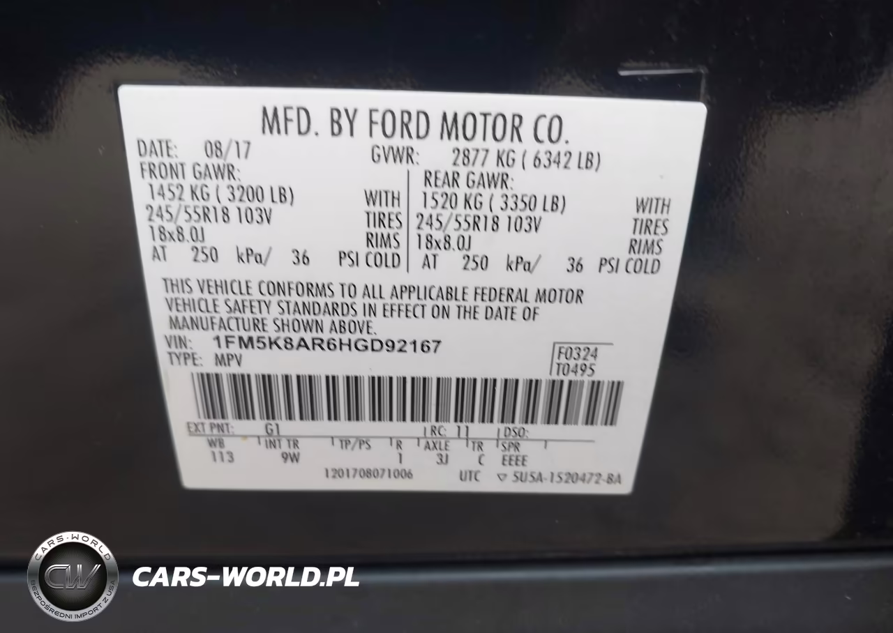 2017 Ford Police Interceptor VIN:1FM5K8AR6HGD92167 - 9