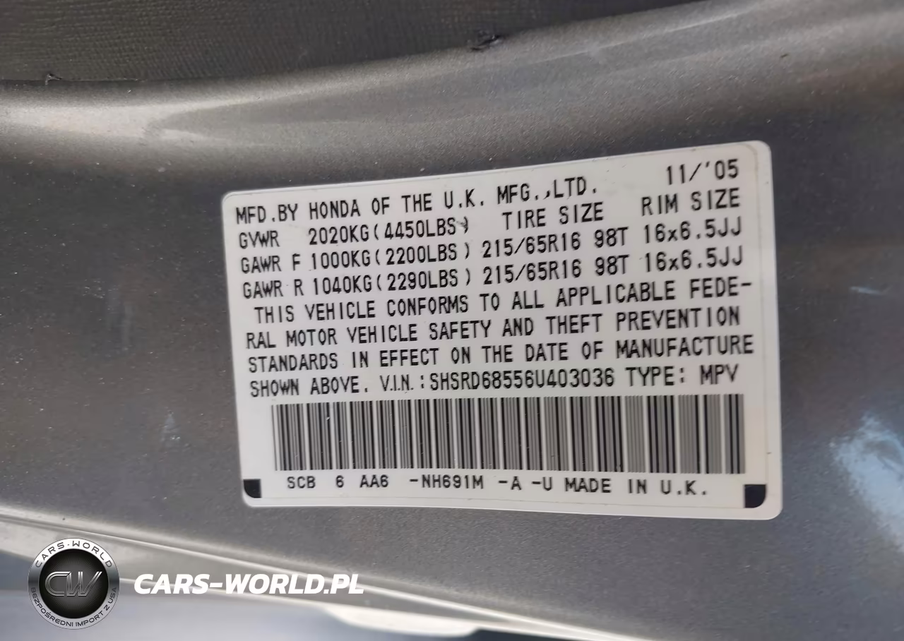 2006 Honda Cr-V Lx VIN:SHSRD68556U403036 - 9