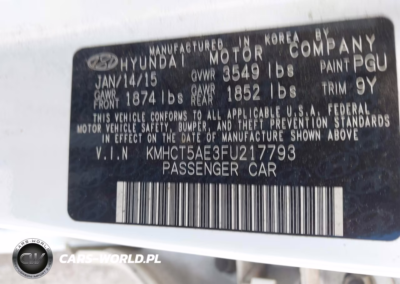2015 Hyundai Accent Gs VIN:KMHCT5AE3FU217793 - 9