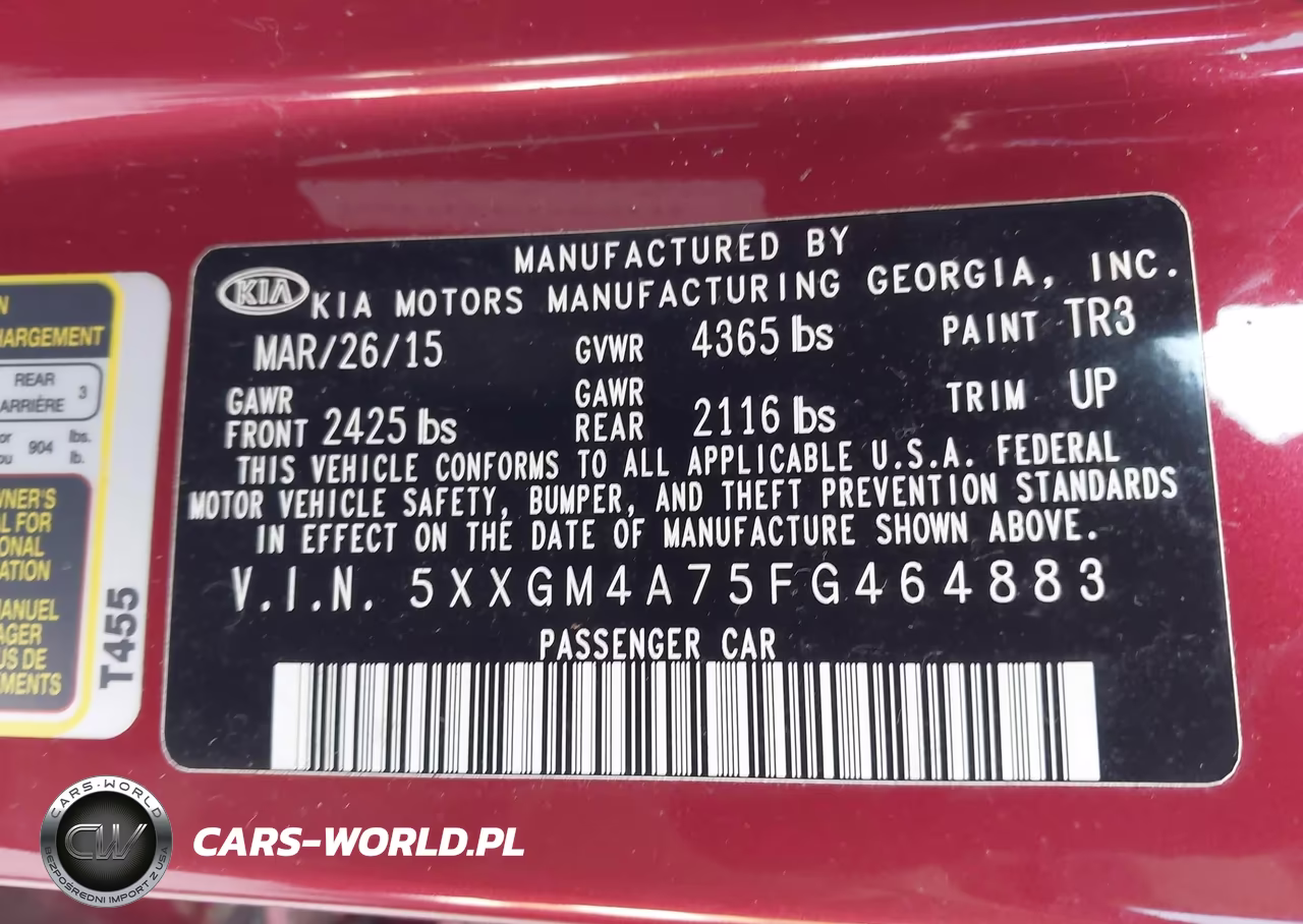 2015 Kia Optima Lx VIN:5XXGM4A75FG464883 - 9