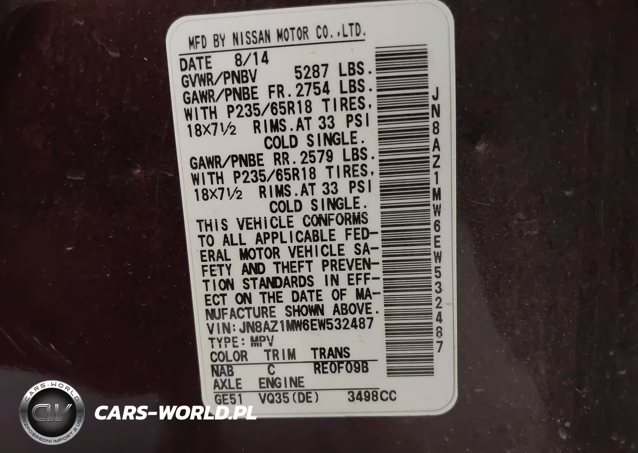 2014 Nissan Murano Sl VIN:JN8AZ1MW6EW532487 - 9