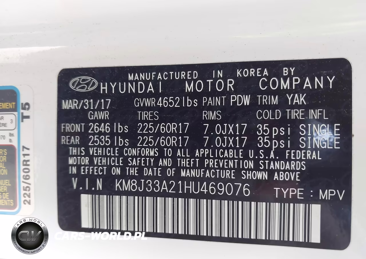 2017 Hyundai Tucson Eco VIN:KM8J33A21HU469076 - 9