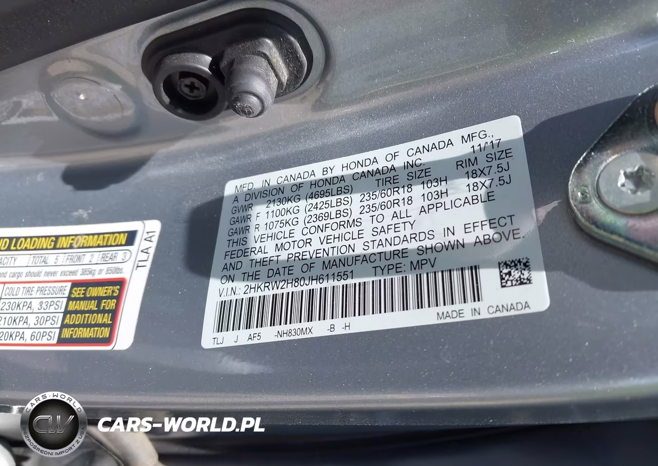 2018 Honda Cr-V Ex-L-Ex-L Navi VIN:2HKRW2H80JH611551 - 9