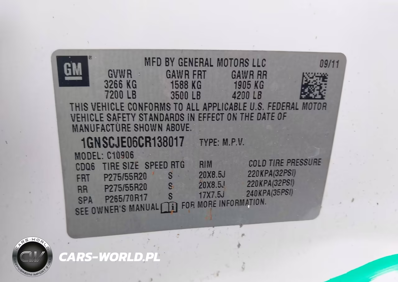 2012 Chevrolet Suburban 1500 Lt VIN:1GNSCJE06CR138017 - 9