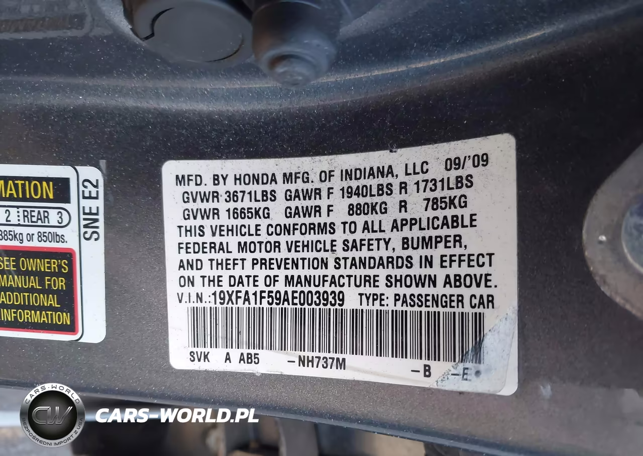 2010 Honda Civic Lx VIN:19XFA1F59AE003939 - 9