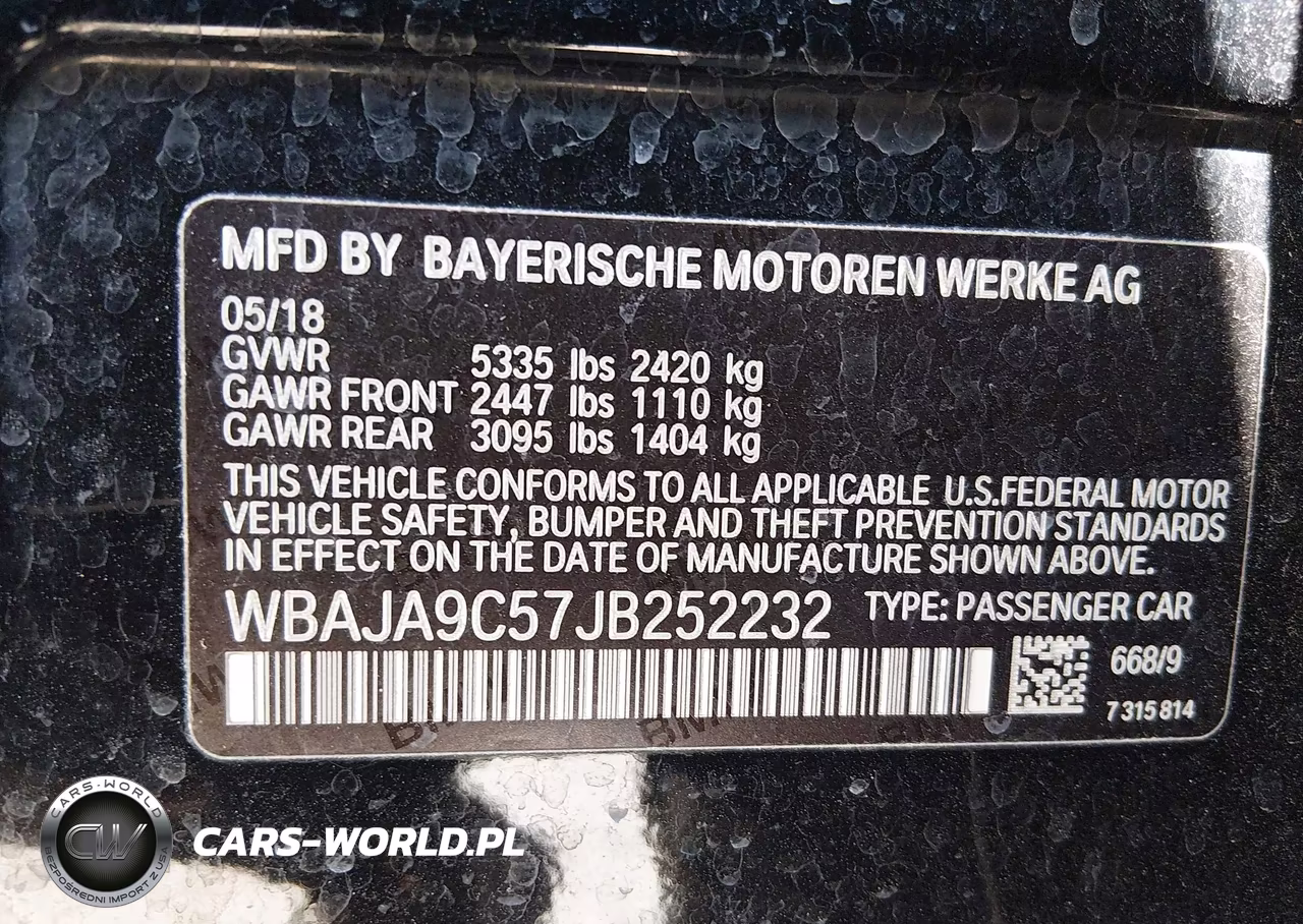2018 BMW 530E Iperformance VIN:WBAJA9C57JB252232 - 9