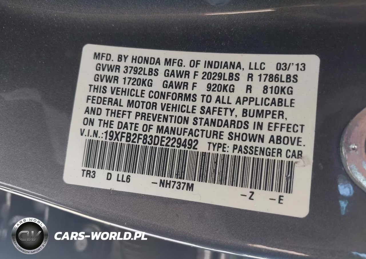 2013 Honda Civic Ex VIN:19XFB2F83DE229492 - 9