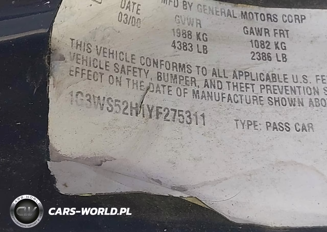 2000 Oldsmobile Intrigue Gl VIN:1G3WS52H1YF275311 - 9