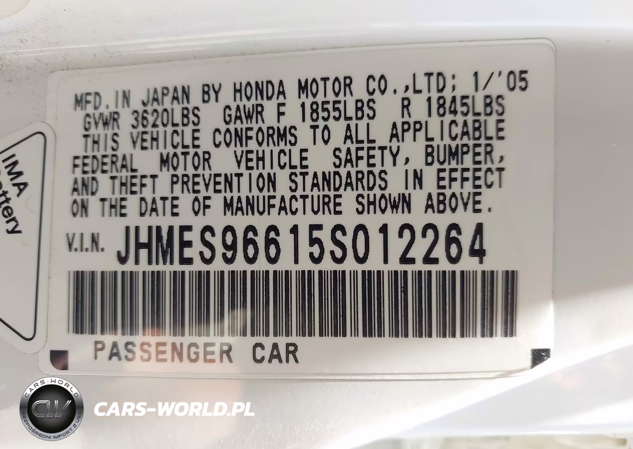 2005 Honda Civic Hybrid VIN:JHMES96615S012264 - 9