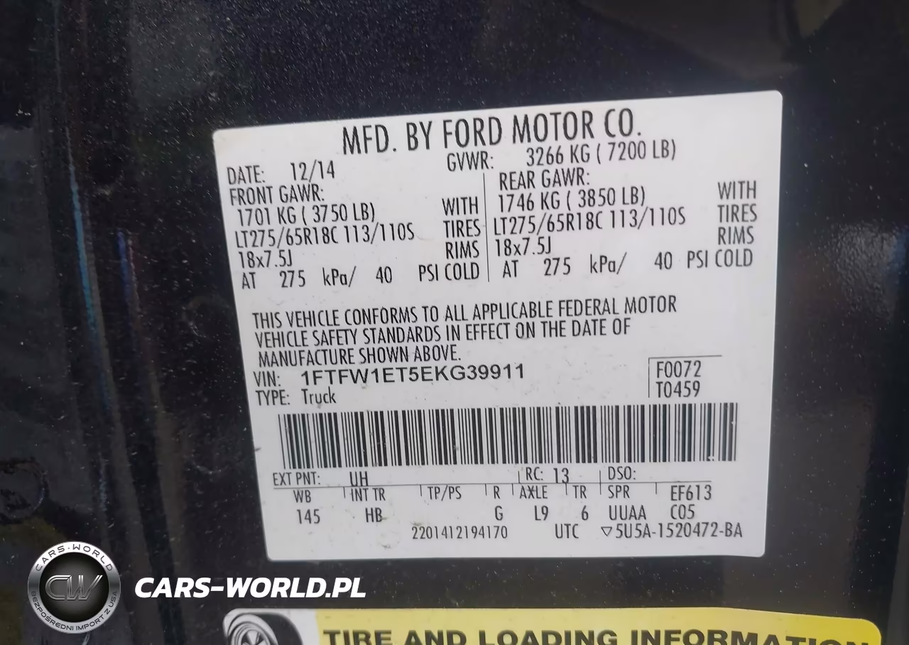 2014 Ford F-150 Lariat VIN:1FTFW1ET5EKG39911 - 9