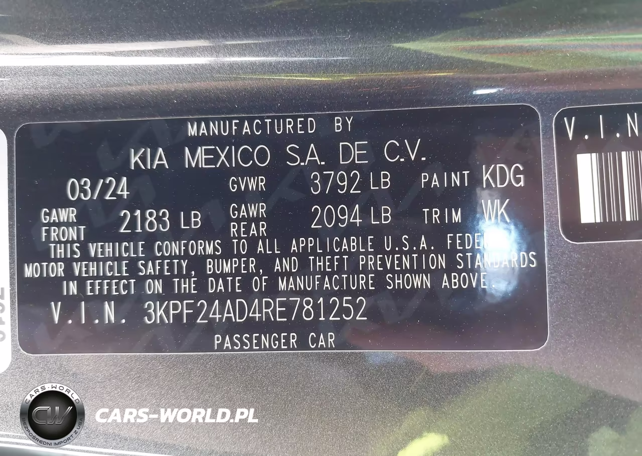 2024 Kia Forte Lxs VIN:3KPF24AD4RE781252 - 9