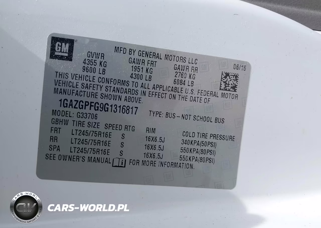 2016 Chevrolet Express 3500 Lt VIN:1GAZGPFG9G1316817 - 9
