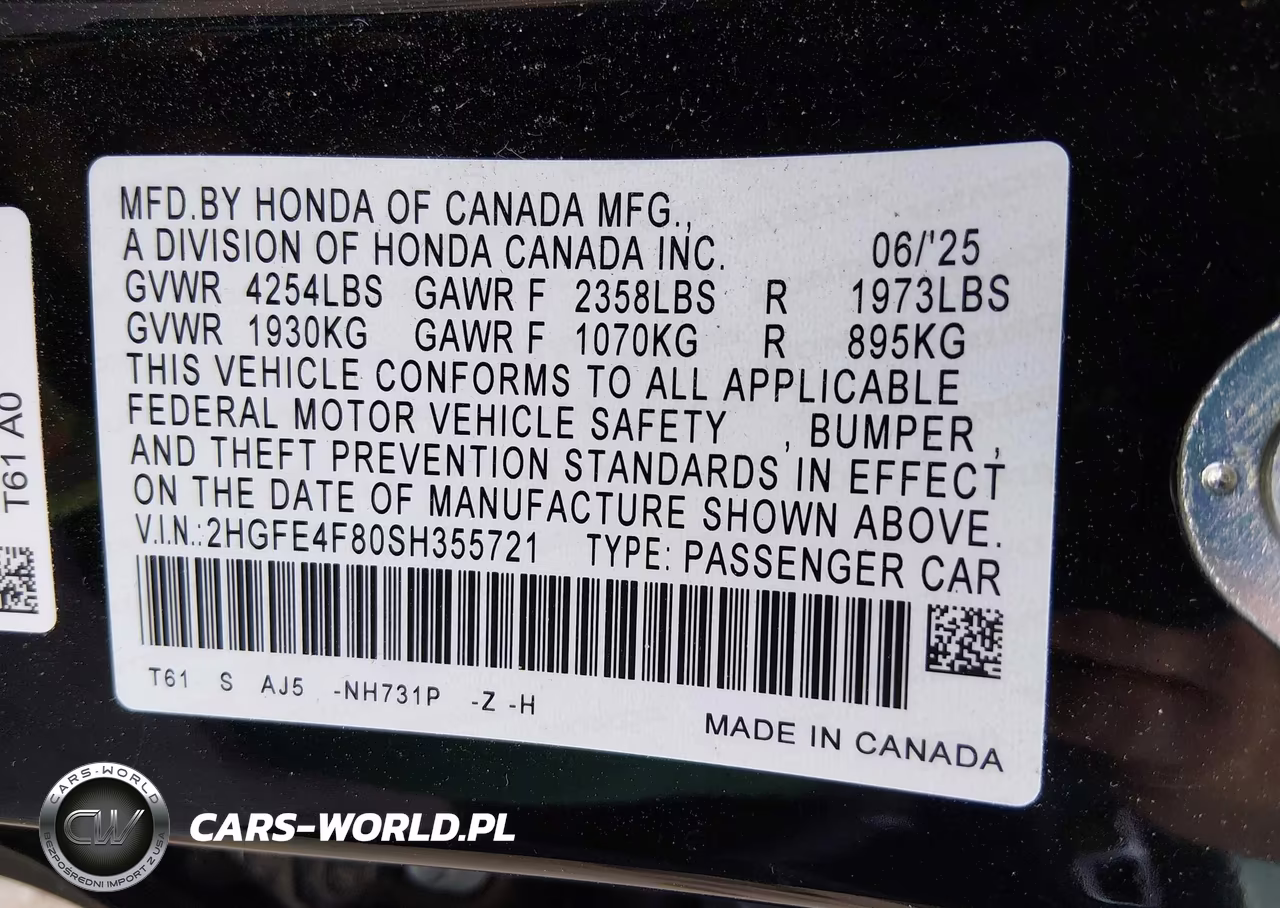 2025 Honda Civic Hybrid Sport-Sport Touring VIN:2HGFE4F80SH355721 - 9