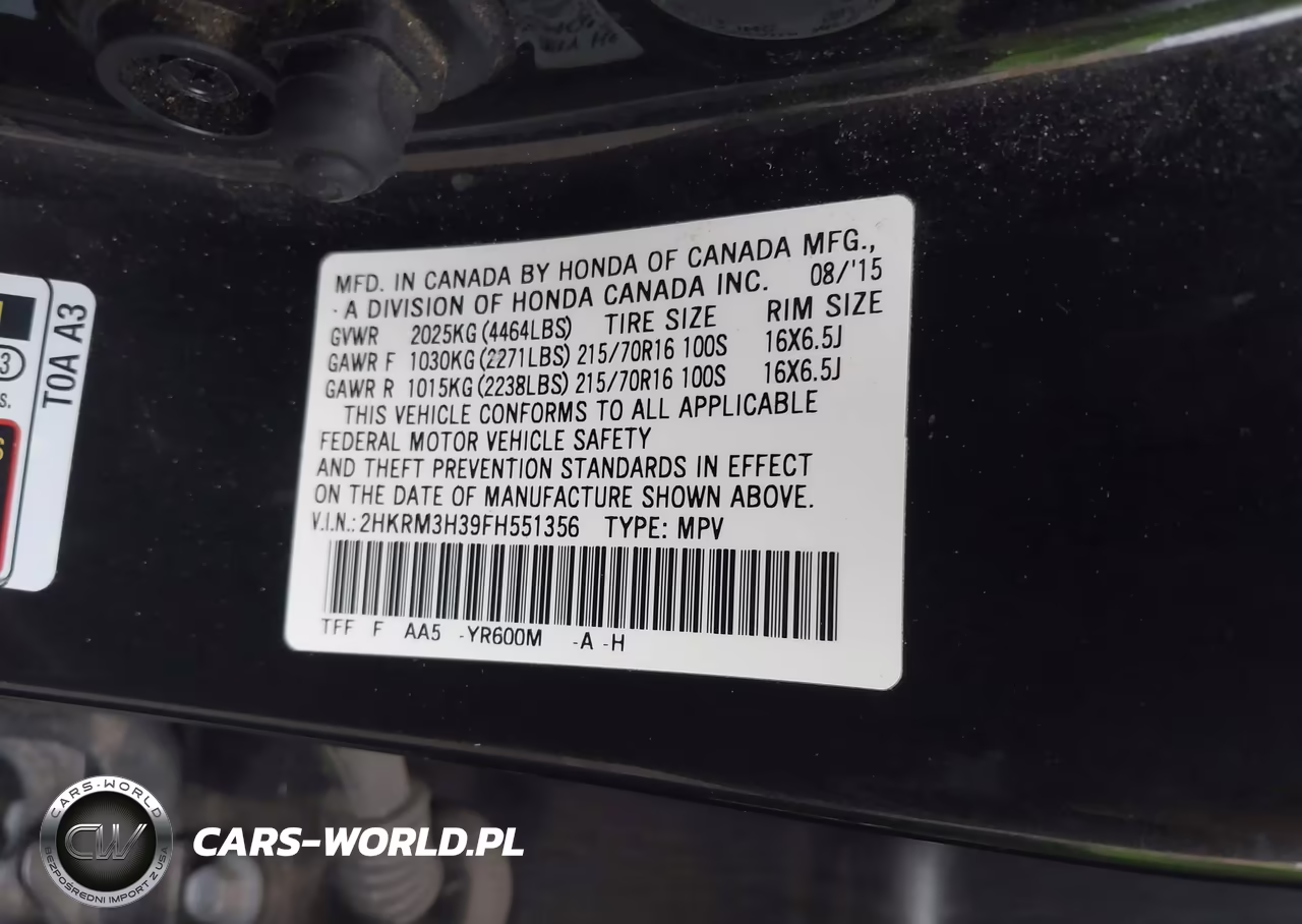 2015 Honda Cr-V Lx VIN:2HKRM3H39FH551356 - 9