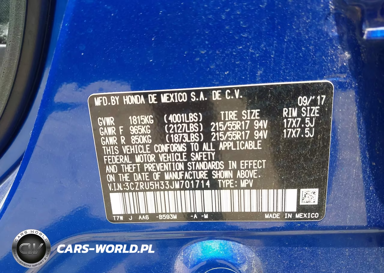 2018 Honda Hr-V Lx VIN:3CZRU5H33JM701714 - 9