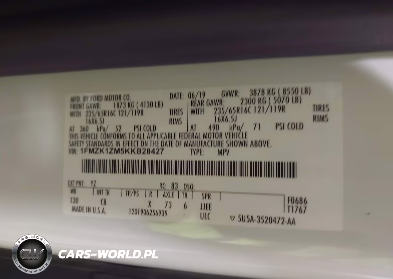 2019 Ford Transit-150 VIN:1FMZK1ZM5KKB28427 - 9