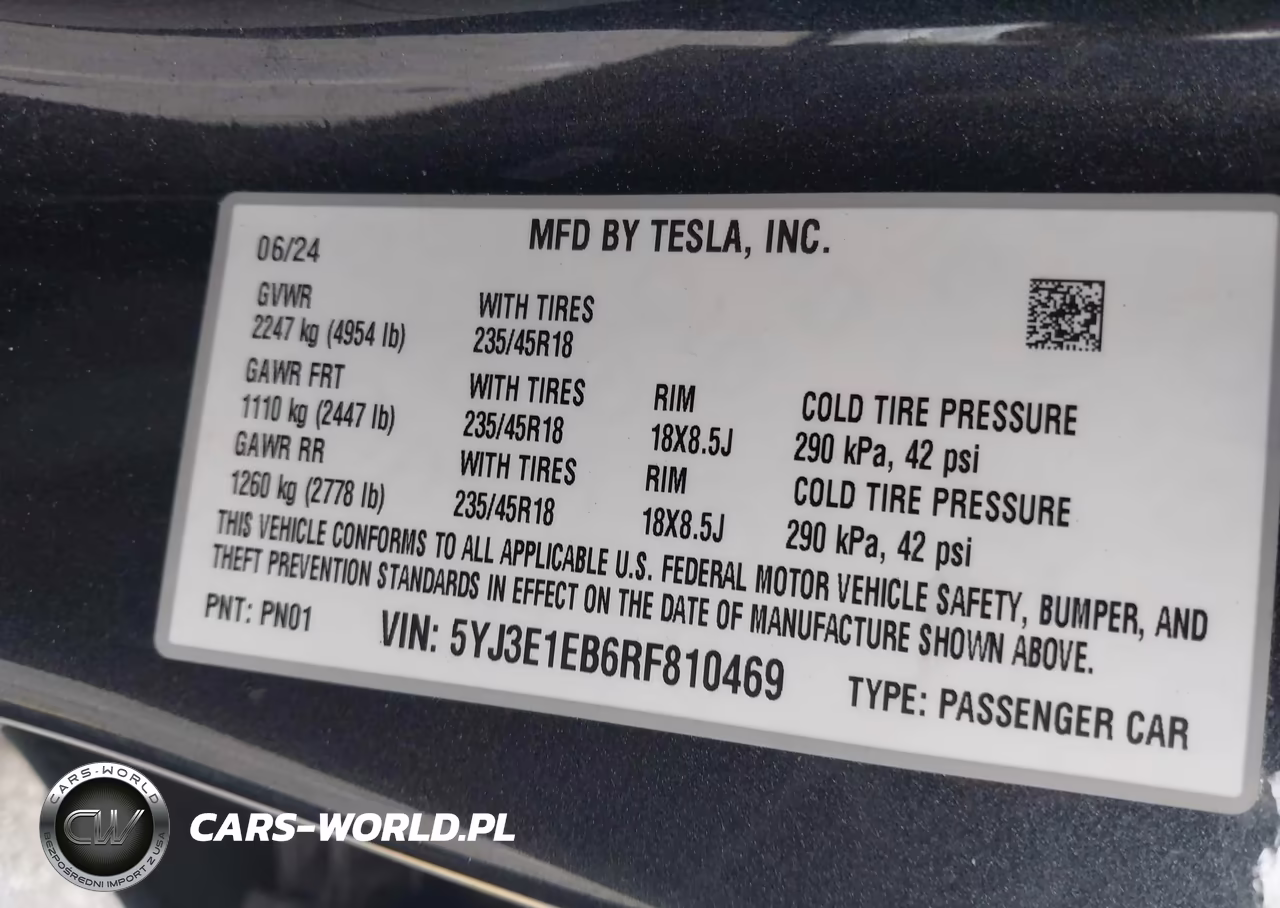 2024 Tesla Model 3 Long Range Dual Motor All-Wheel Drive VIN:5YJ3E1EB6RF810469 - 9