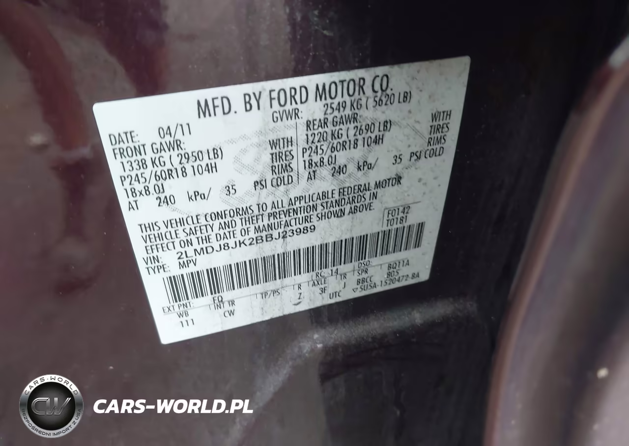 2011 Lincoln Mkx VIN:2LMDJ8JK2BBJ23989 - 9