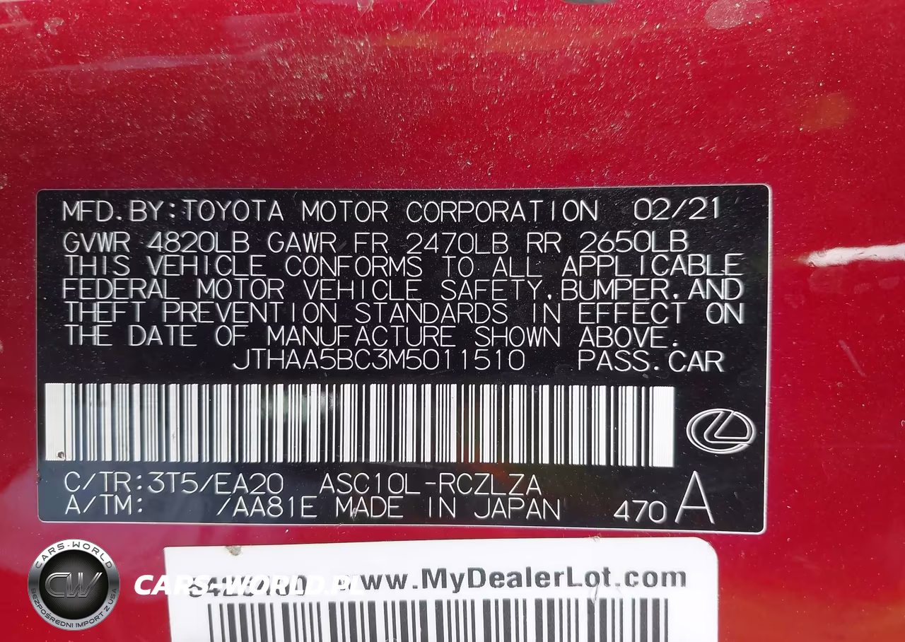 2021 Lexus Rc 300 VIN:JTHAA5BC3M5011510 - 9