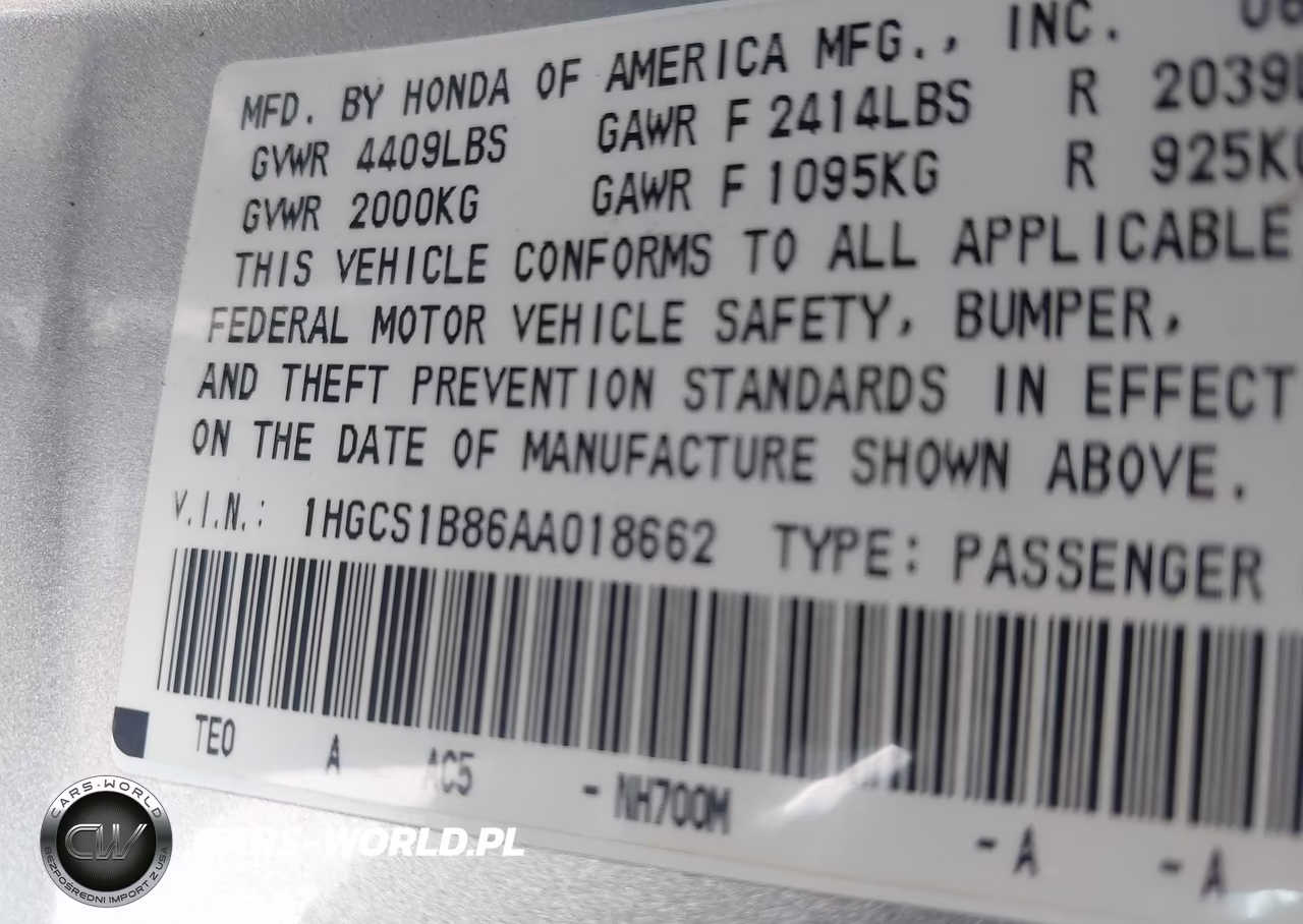 2010 Honda Accord 2.4 Ex-L VIN:1HGCS1B86AA018662 - 9