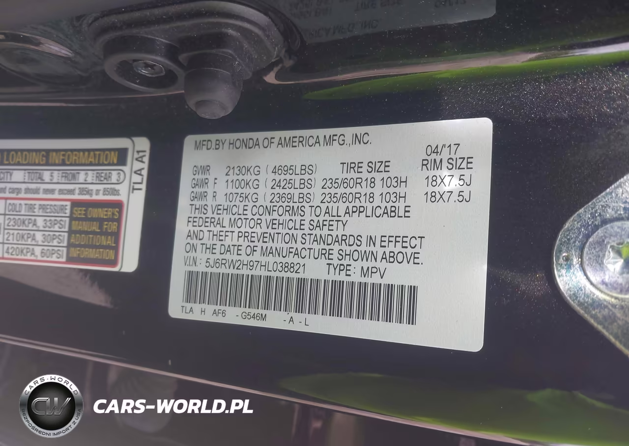 2017 Honda Cr-V Touring VIN:5J6RW2H97HL038821 - 9