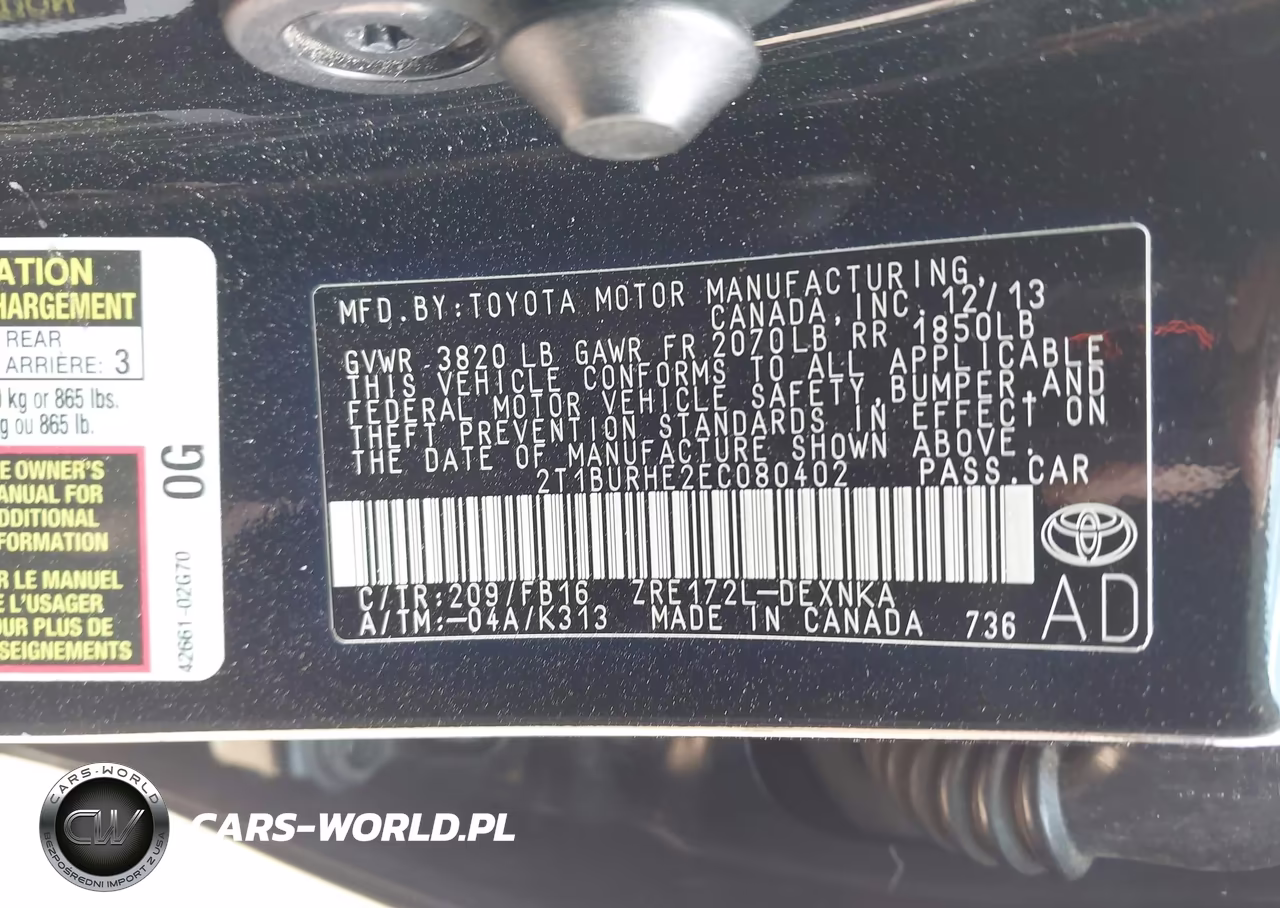 2014 Toyota Corolla Le VIN:2T1BURHE2EC080402 - 9
