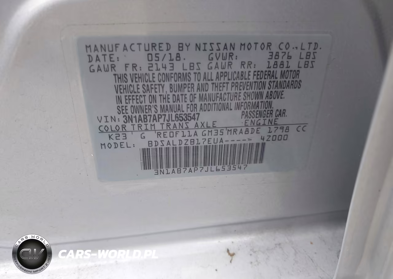 2018 Nissan Sentra Sv VIN:3N1AB7AP7JL653547 - 9