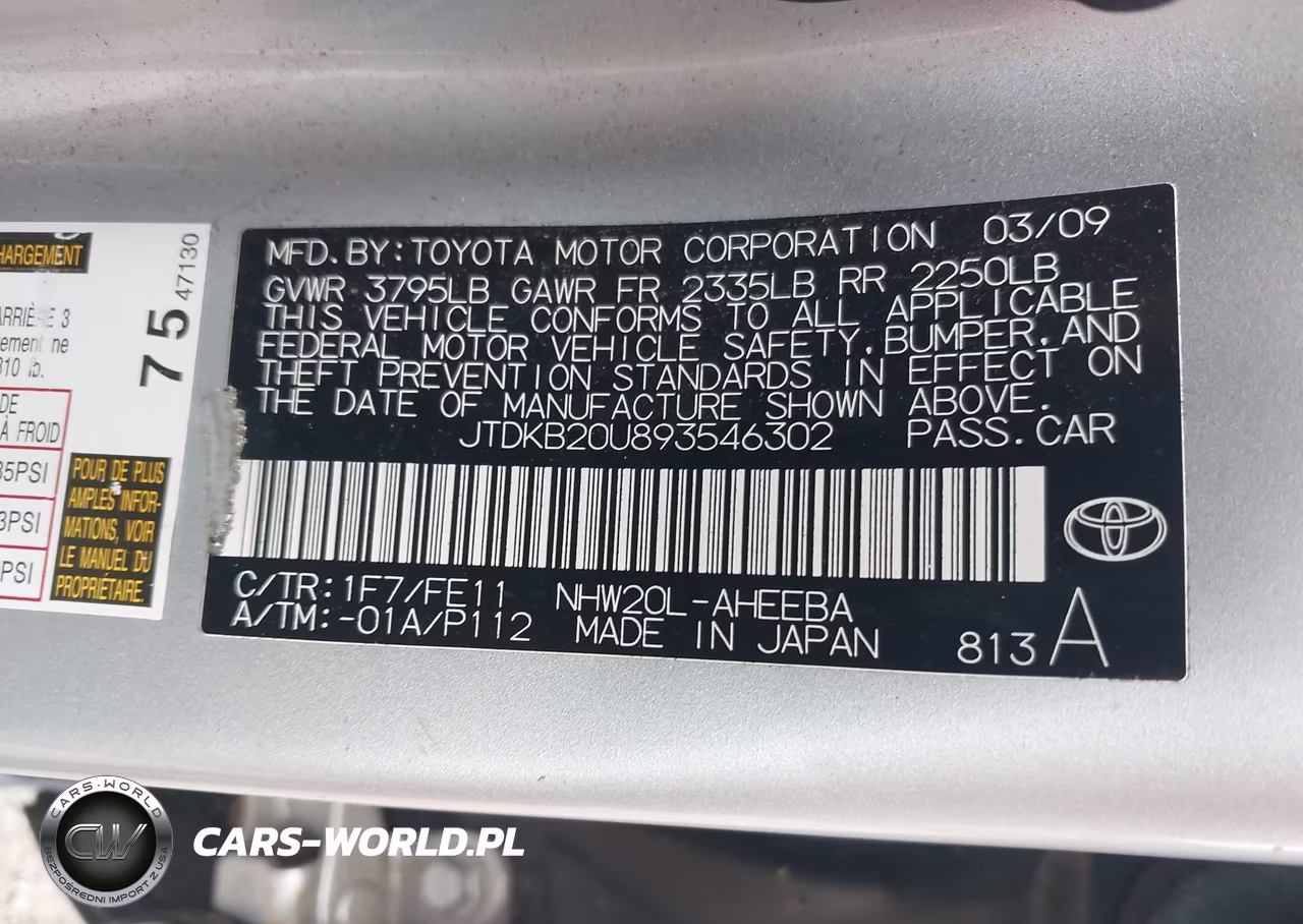 2009 Toyota Prius VIN:JTDKB20U893546302 - 9