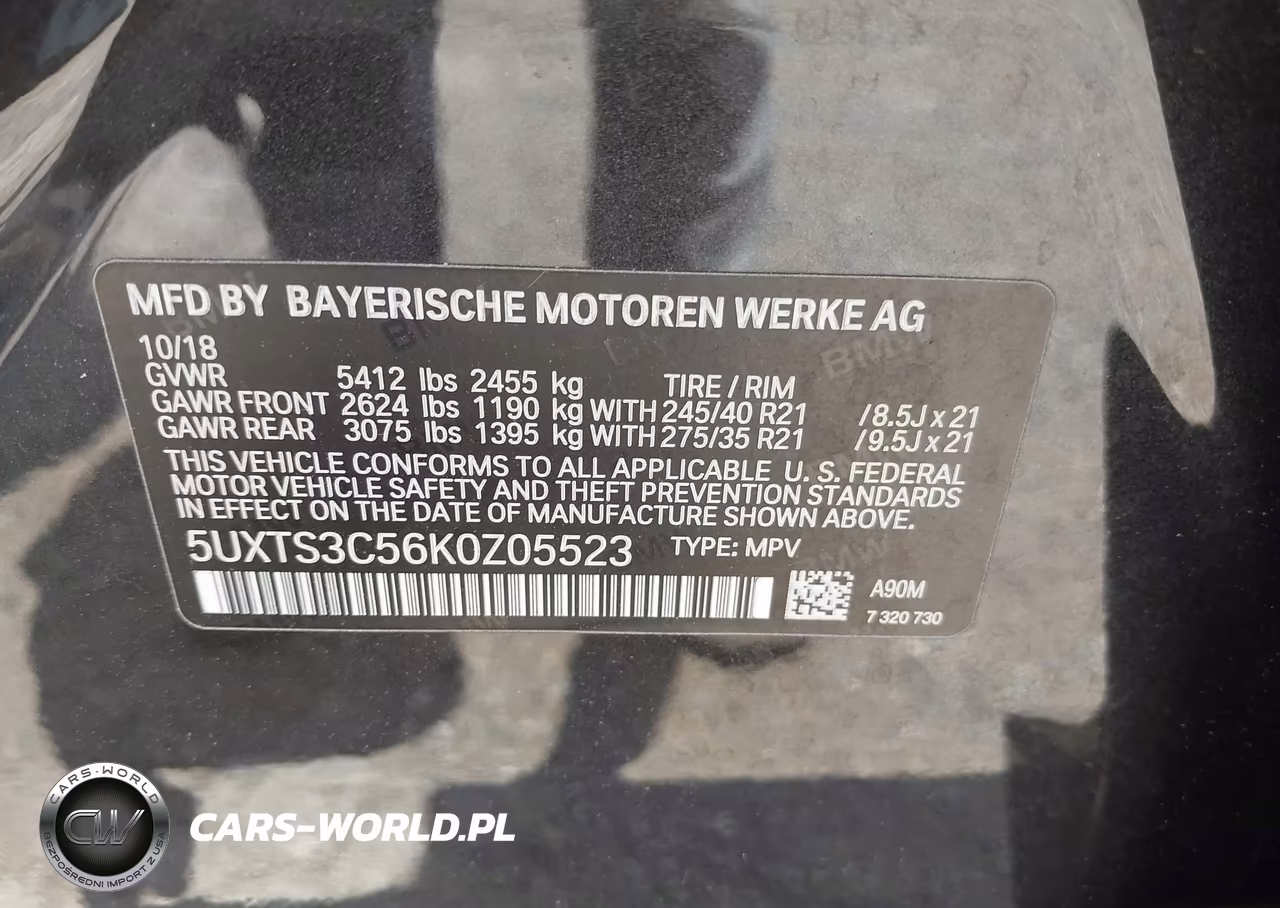 2019 BMW X3 M40I VIN:5UXTS3C56K0Z05523 - 9