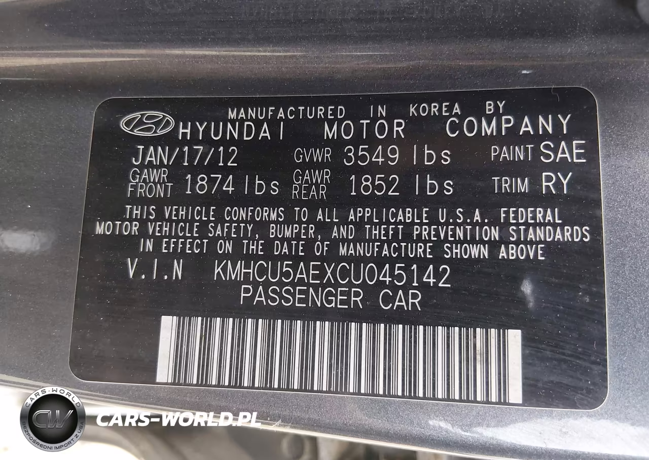 2012 Hyundai Accent Se VIN:KMHCU5AEXCU045142 - 9