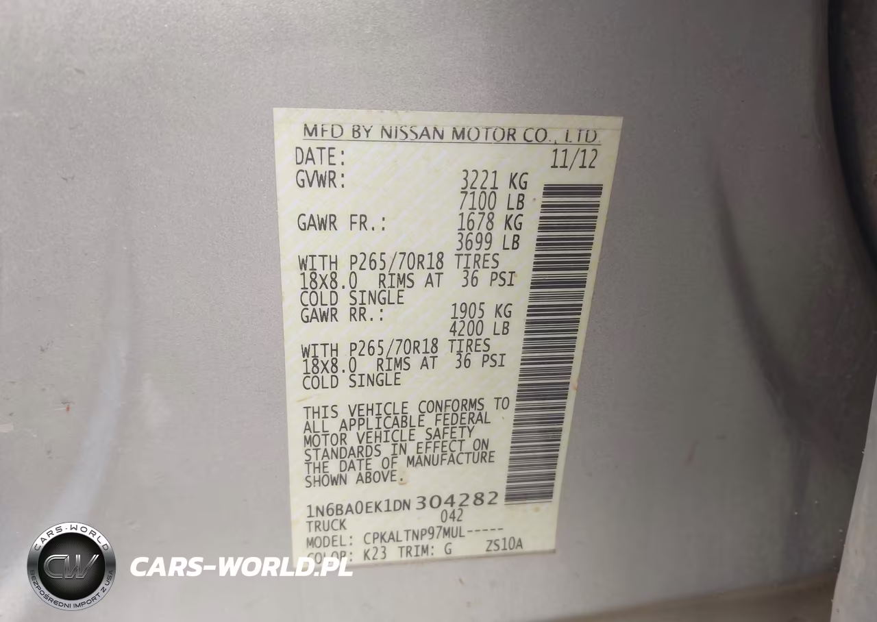 2013 Nissan Titan Sv VIN:1N6BA0EK1DN304282 - 9