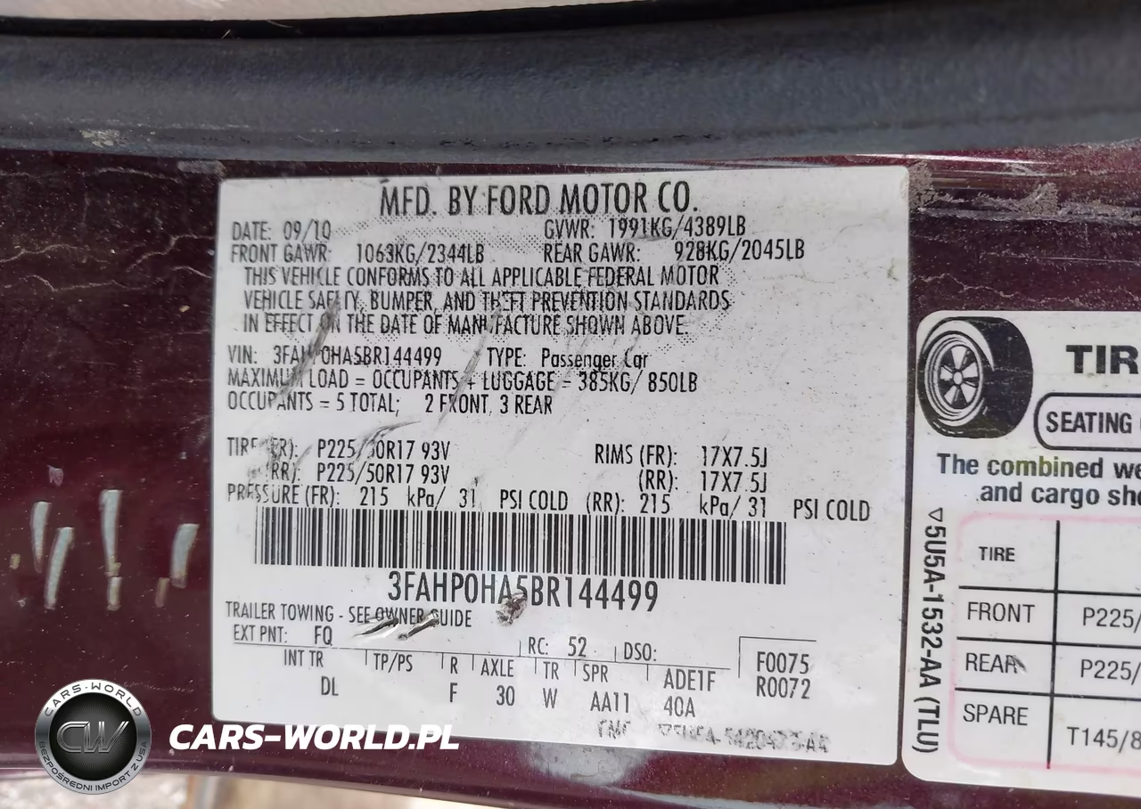 2011 Ford Fusion Se VIN:3FAHP0HA5BR144499 - 9