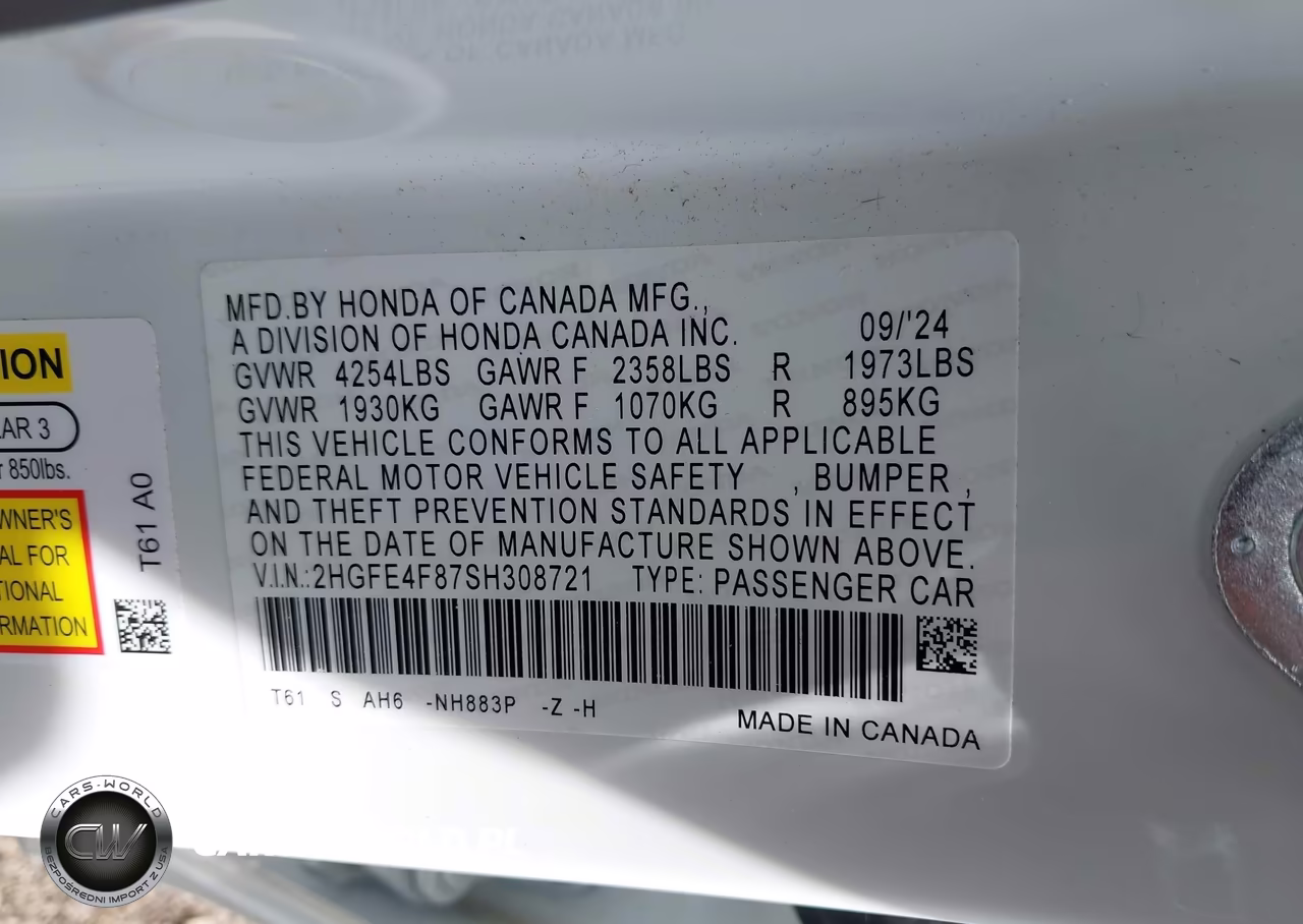 2025 Honda Civic Hybrid Sport-Sport Touring VIN:2HGFE4F87SH308721 - 9