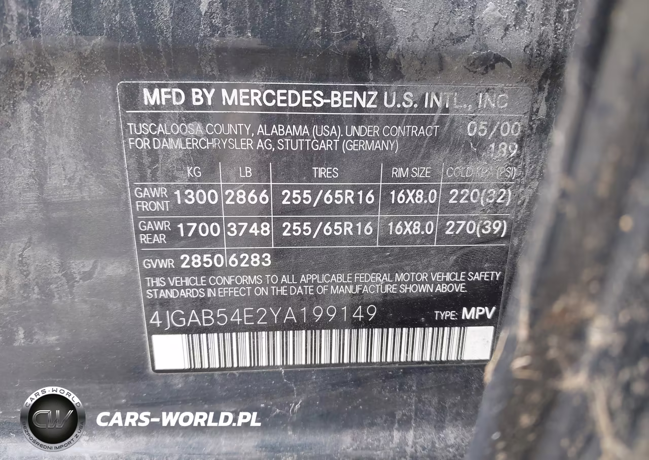 2000 Mercedes-Benz Ml 320 VIN:4JGAB54E2YA199149 - 9